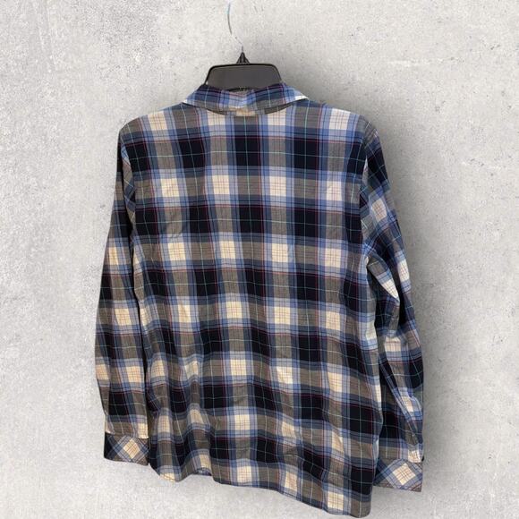 Talbots Women’s Large Plaid Button Front Shirt Blue Multi Casual Classic Top - Picture 3 of 8